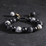Obsidian Lava and White Stone Cord Bracelet — product view 3