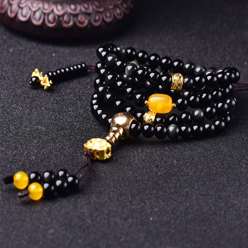 Obsidian Lotus 108-Bead Mala — product view 4
