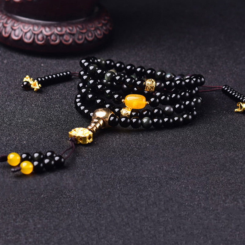 Obsidian Lotus 108-Bead Mala — product view 6