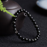 Obsidian Silver Flower Bead Bracelet — product view 2