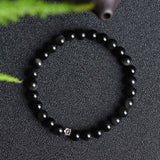 Obsidian Silver Flower Bead Bracelet — product view 3