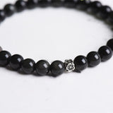 Obsidian Silver Flower Bead Bracelet — product view 4
