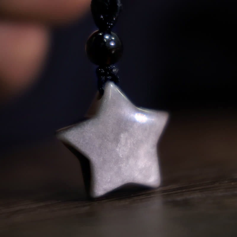 Obsidian Star and Crescent Necklace — detail view 2