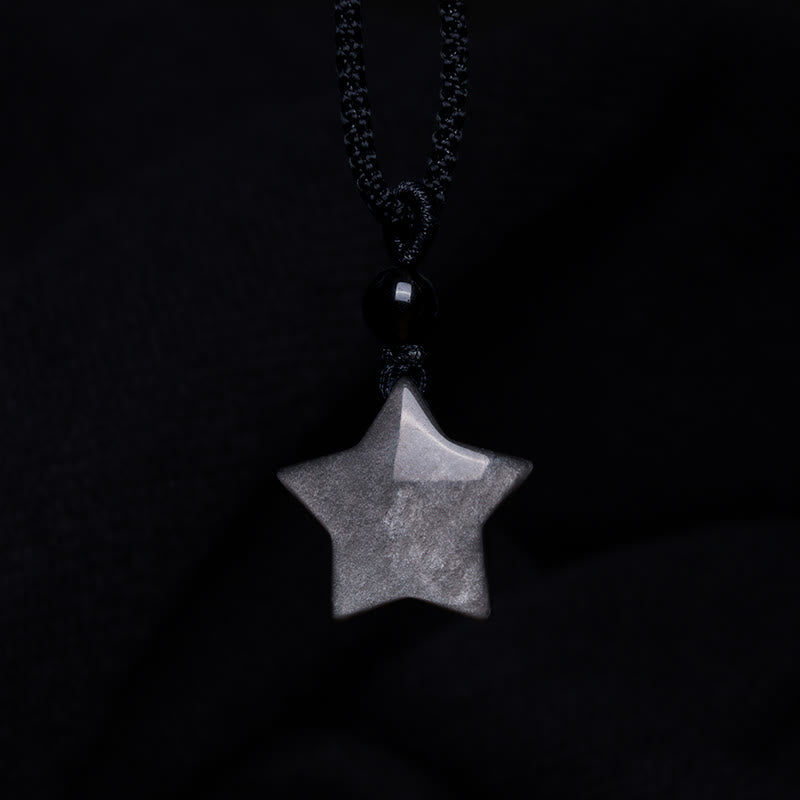 Obsidian Star and Crescent Necklace — detail view 4