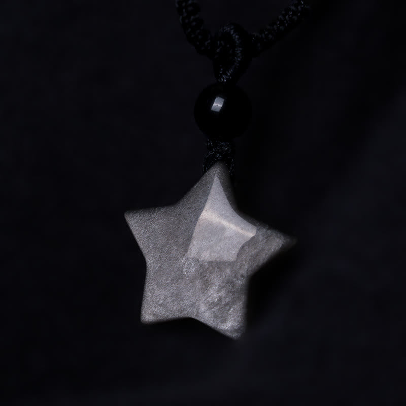 Obsidian Star and Crescent Necklace — detail view 5