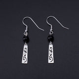 Onyx and Silver Vine Drop Earrings — product view 1