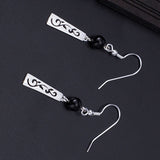 Onyx and Silver Vine Drop Earrings — product view 3