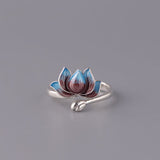 Open Lotus Sterling Silver Ring — product view
