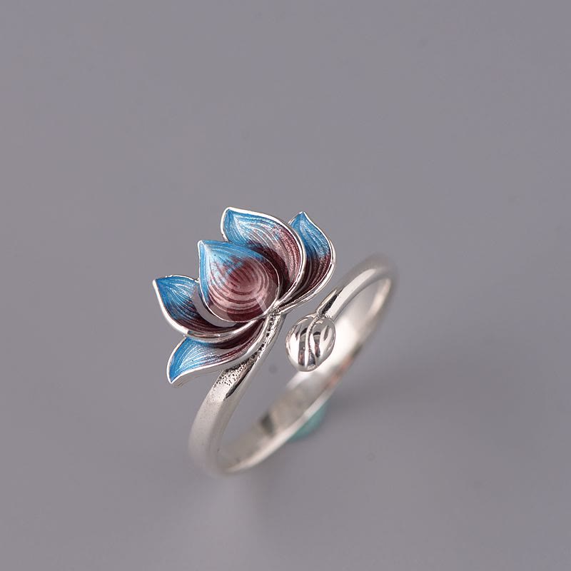 Open Lotus Sterling Silver Ring — detail view 2