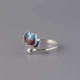 Open Lotus Sterling Silver Ring — detail view 3
