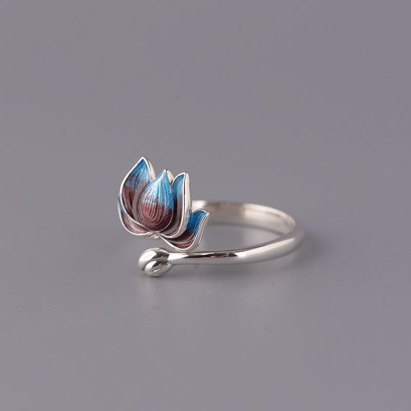 Open Lotus Sterling Silver Ring — detail view 3