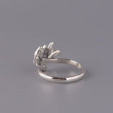Open Lotus Sterling Silver Ring — detail view 4