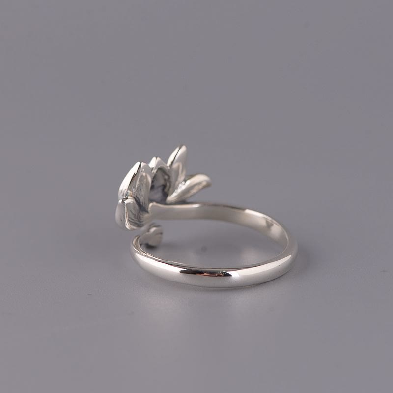 Open Lotus Sterling Silver Ring — detail view 4