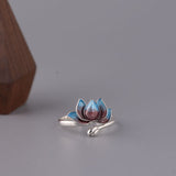 Open Lotus Sterling Silver Ring — detail view 5