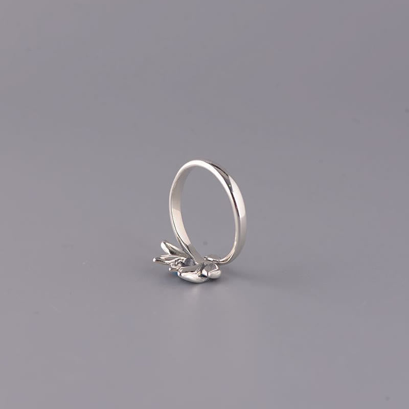 Open Lotus Sterling Silver Ring — detail view 6