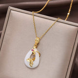 Oval Jade Chain Necklace — detail view 4