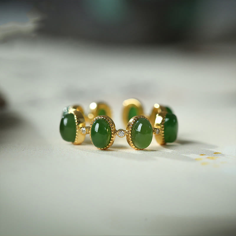 Oval Jade Sterling Silver Ring — product view