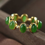 Oval Jade Sterling Silver Ring — detail view 2