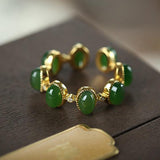 Oval Jade Sterling Silver Ring — detail view 4