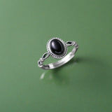 Oval Onyx Beaded Silver Ring — product view 1