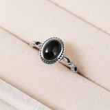 Oval Onyx Beaded Silver Ring — product view 3