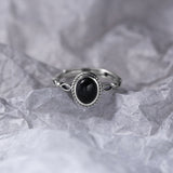 Oval Onyx Beaded Silver Ring — product view 5
