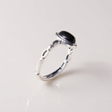 Oval Onyx Beaded Silver Ring — product view 6