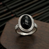 Oval Onyx Rope-Edge Open Ring — product view 2