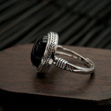 Oval Onyx Rope-Edge Open Ring — product view 4