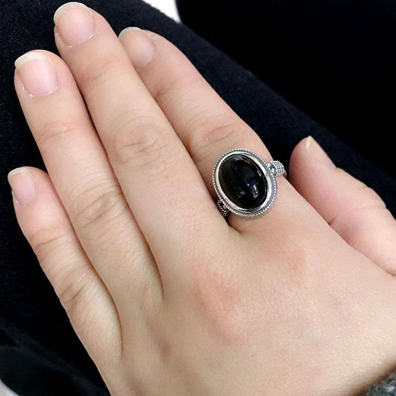 Oval Onyx Rope-Edge Open Ring — product view 5