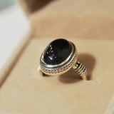 Oval Onyx Rope-Edge Open Ring — product view 6
