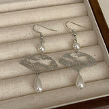 Pearl and Fan Drop Earrings — detail view 5