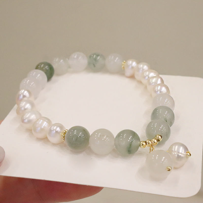 Pearl and Jade Bead Bracelet — product view 2