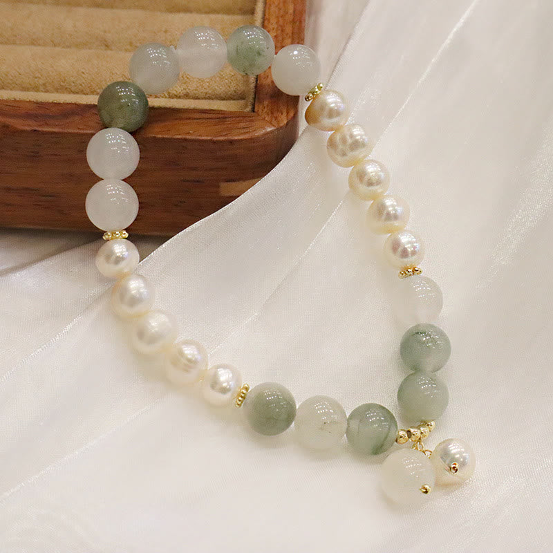 Pearl and Jade Bead Bracelet — product view 3