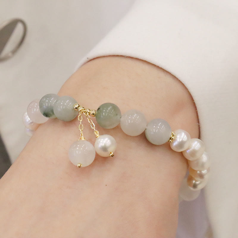 Pearl and Jade Bead Bracelet — product view 5