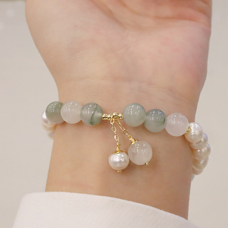Pearl and Jade Bead Bracelet — product view 6