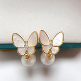 Pearl and Resin Butterfly Drop Earrings — product view 3