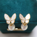 Pearl and Resin Butterfly Drop Earrings — product view 5