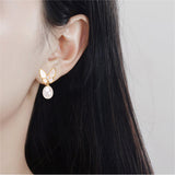 Pearl and Resin Butterfly Drop Earrings — product view 6