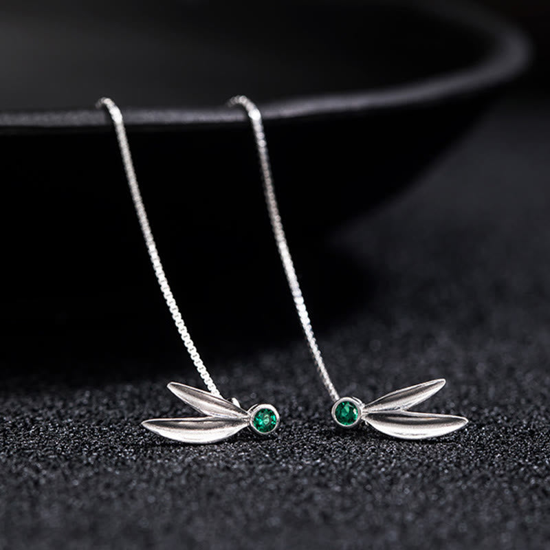 Pearl and Silver Leaf Threader Earrings — product view 5