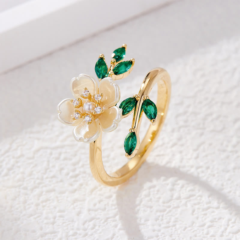 Pearl Flower Adjustable Ring — detail view 2