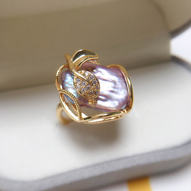 Pearl Flower Gold-Plated Ring — product view