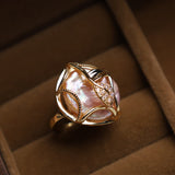 Pearl Flower Gold-Plated Ring — detail view 2