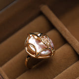 Pearl Flower Gold-Plated Ring — detail view 3