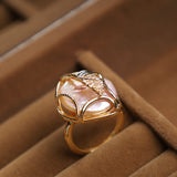 Pearl Flower Gold-Plated Ring — detail view 5