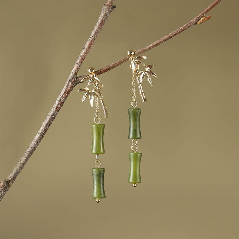 Peridot Bamboo Leaf Drop Earrings — product view 1