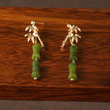 Peridot Bamboo Leaf Drop Earrings — product view 2