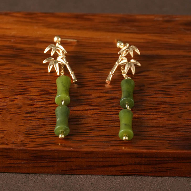 Peridot Bamboo Leaf Drop Earrings — product view 2