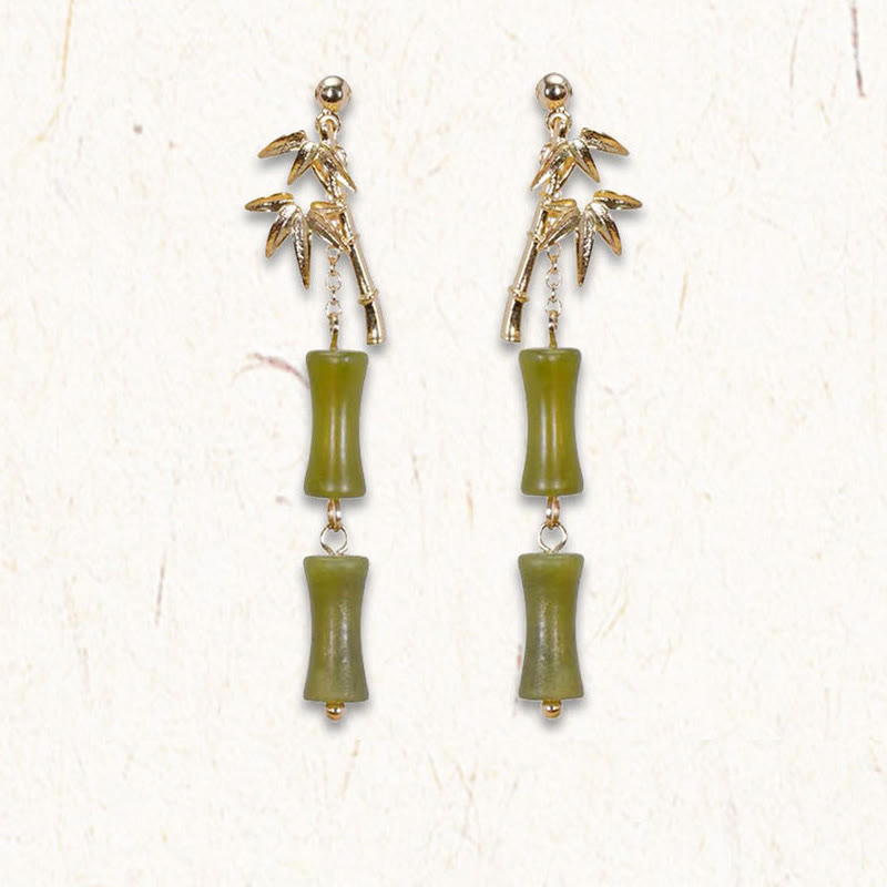 Peridot Bamboo Leaf Drop Earrings — product view 3