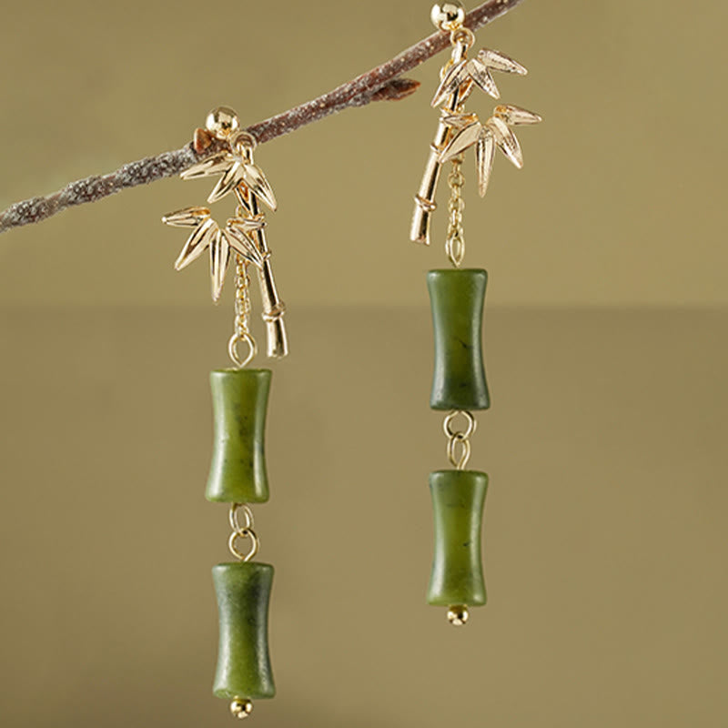 Peridot Bamboo Leaf Drop Earrings — product view 5
